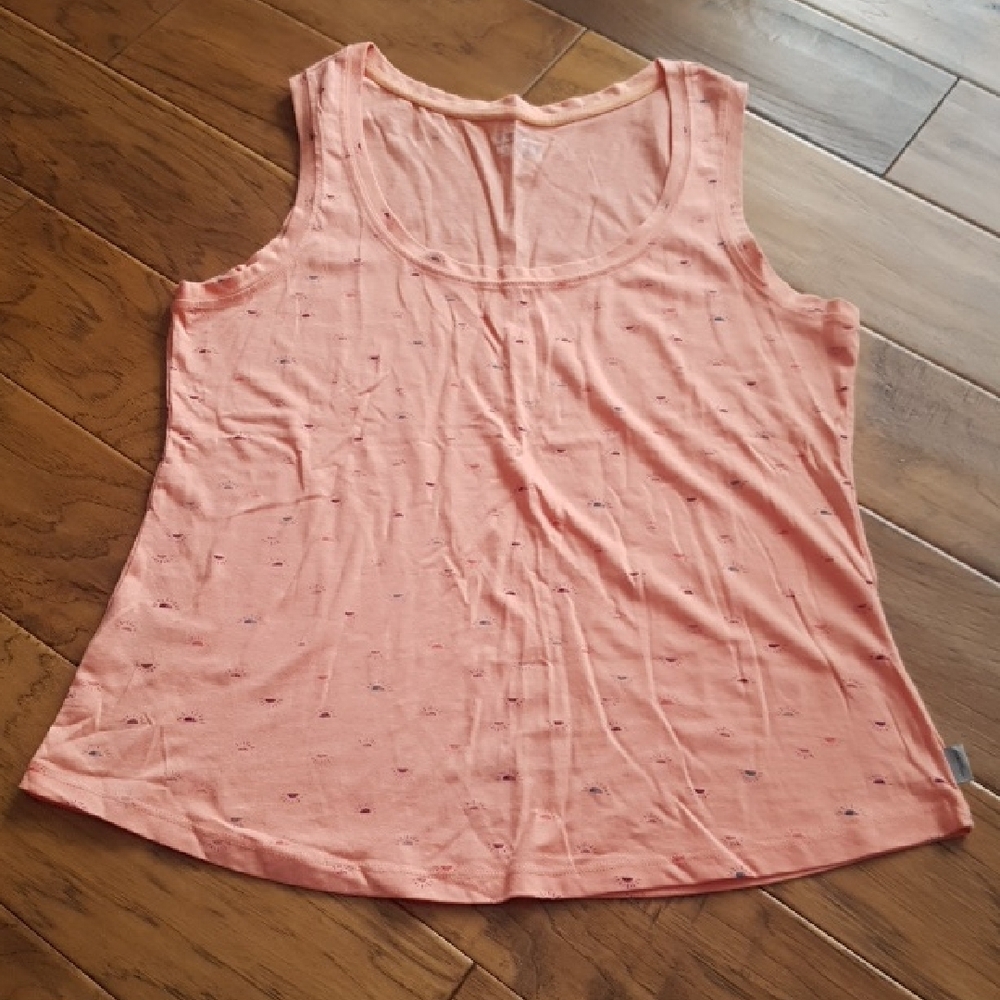 Eddie Bauer Women's Cotton Blend Sun Print Peach Summer Tank Size M